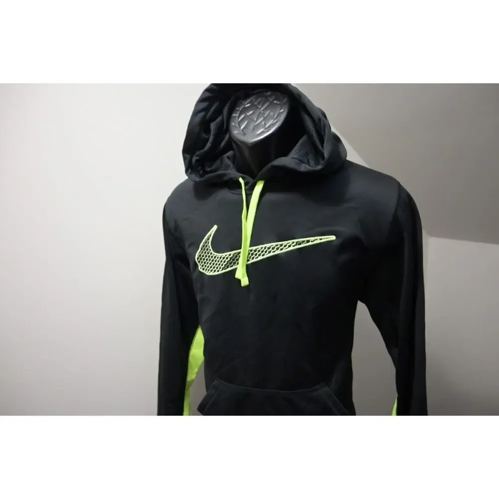 Nike Hoodie Therma Fit Black Pull Over Fleece‎ Sweater Mens Size Small